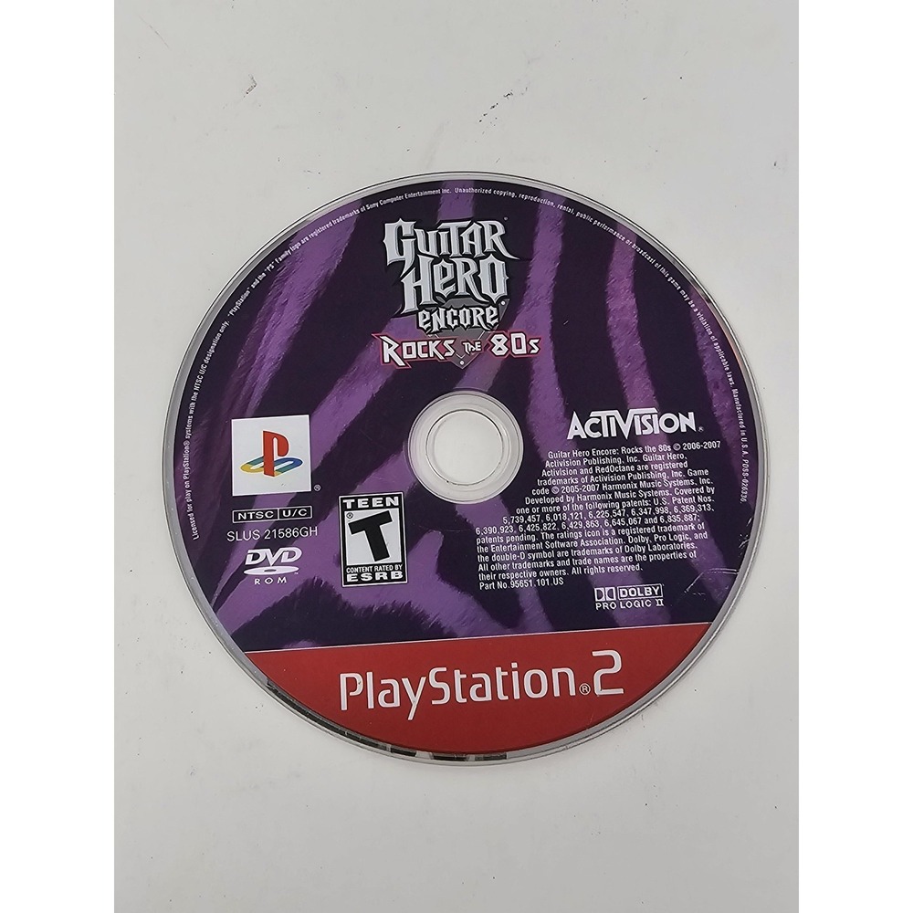 Guitar Hero Encore Rocks The 80s Sony PlayStation 2 PS2‎ Game Disc Only T Rated